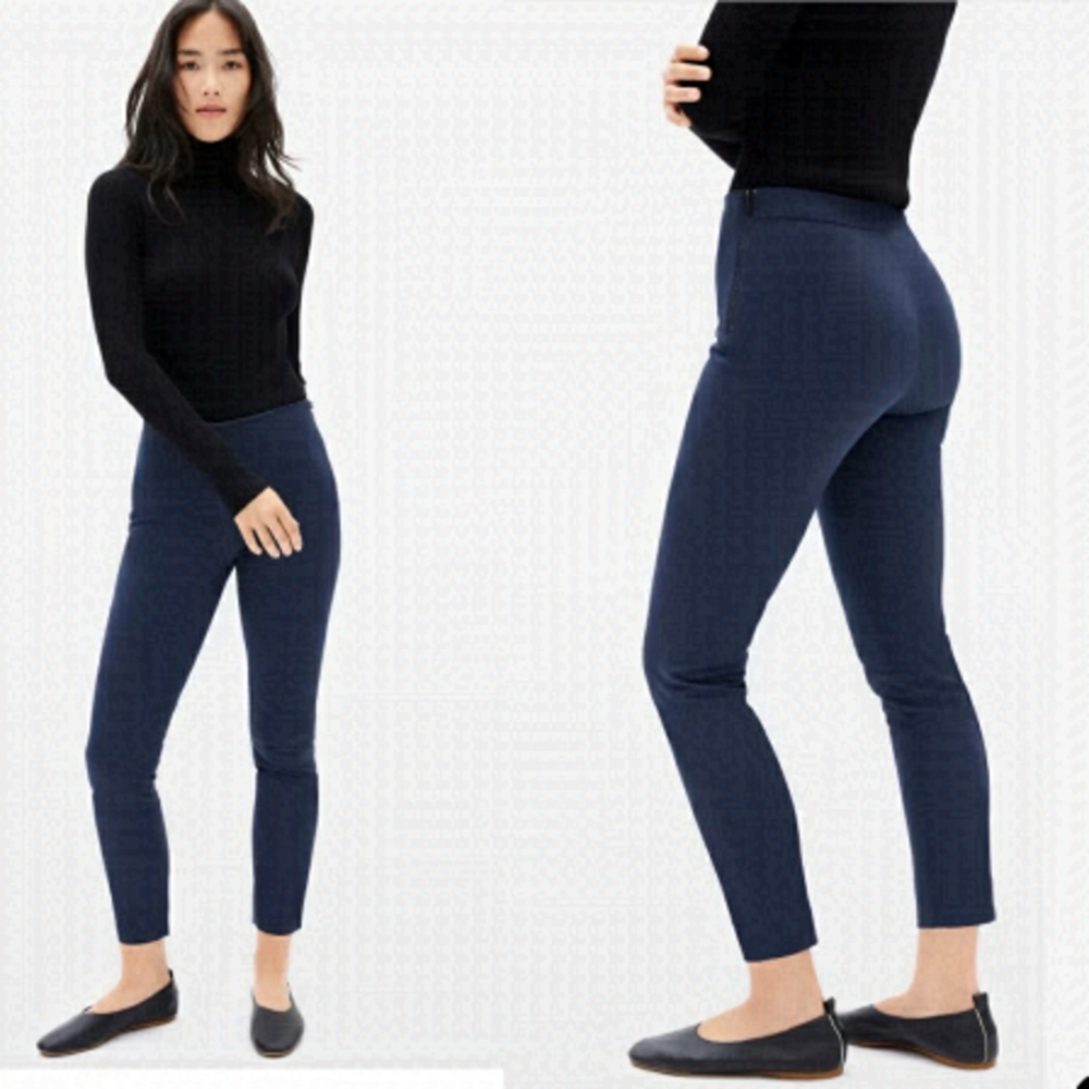 EVERLANE Sz 2 Navy The Side-Zip Stretch Ponte Pant